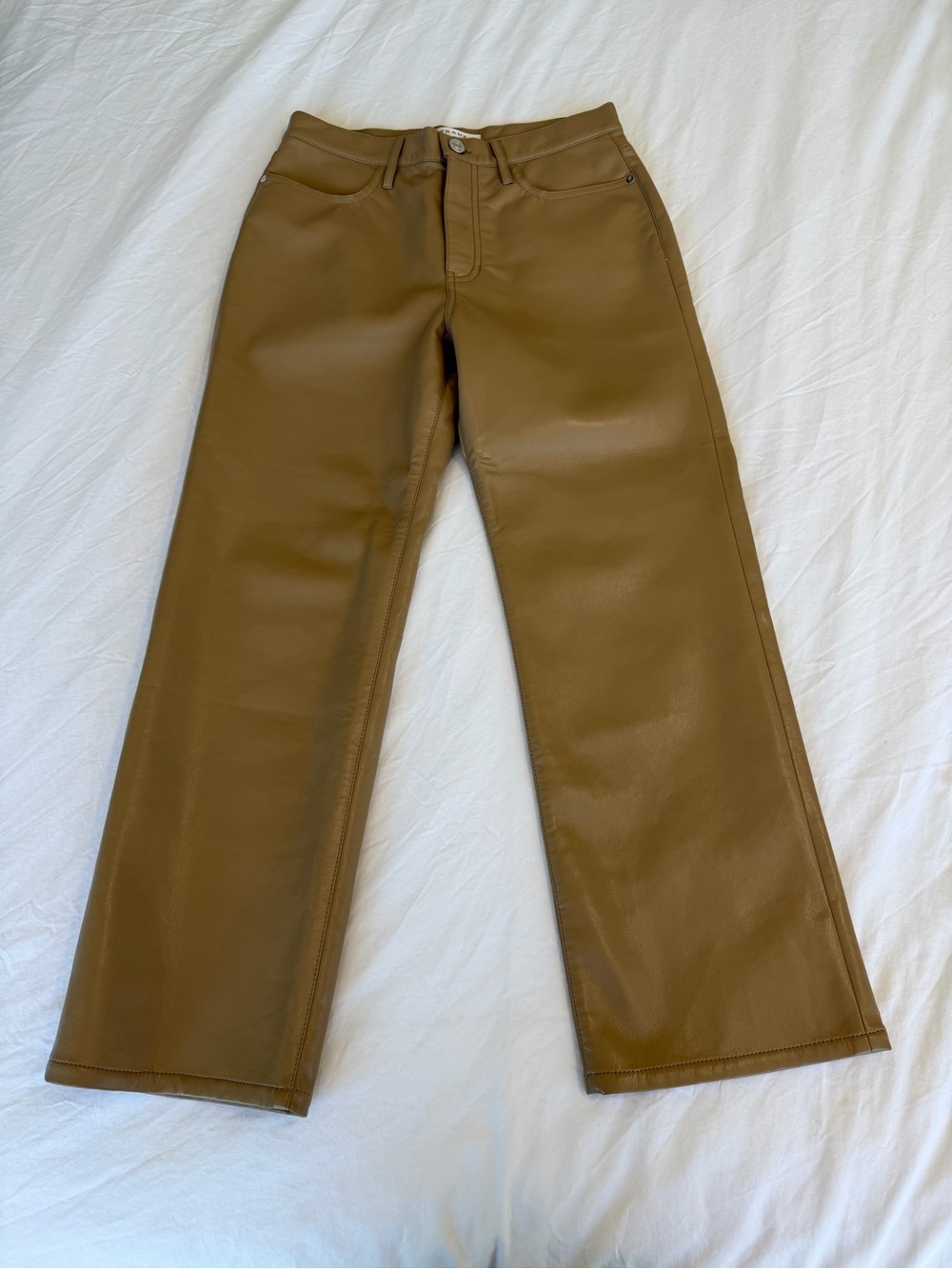 FRAME Denim Leather Pants Camel Color - Picture 4 of 6